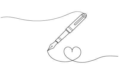 7. Desenho contínuo de uma linha feito com caneta esferográfica sobre fundo branco.