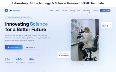 Plantilla HTML de investigación de laboratorio, biotecnología y ciencias