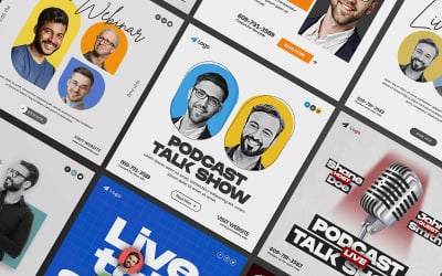 Podcast, Webinar, Talk Show, Conference Social Media Posts Bundle