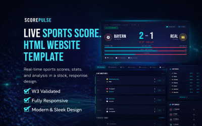 ScorePulse — Modelo de site HTML para placar de esportes ao vivo