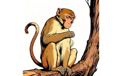 Illustration d&amp;#39;un singe assis sur un arbre