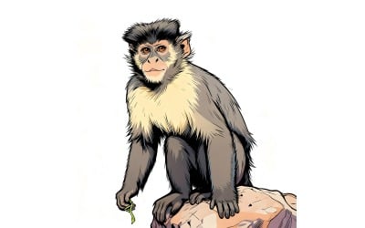 Portrait Monkey Land Illustration