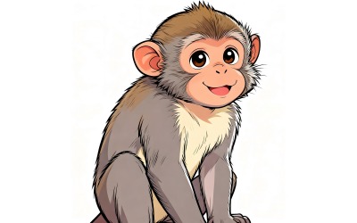 Illustrazione di una simpatica scimmia macaco in verticale