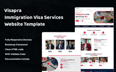 Visapra - Bevándorlási Vízumszolgáltatások HTML5 Weboldal Sablon