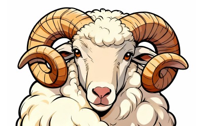 Argali Ram Comic Illustration