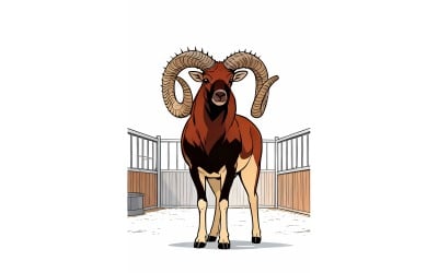 Argali Sheep Comic Illustration