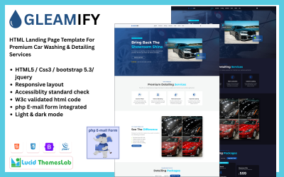 Gleamify – Premium Araç Yıkama ve Detaylandırma Hizmetleri Açılış Sayfası Şablonu