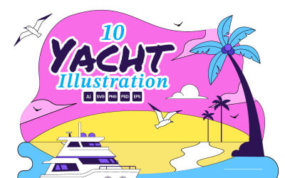 10 ilustraciones tropicales de yates de lujo