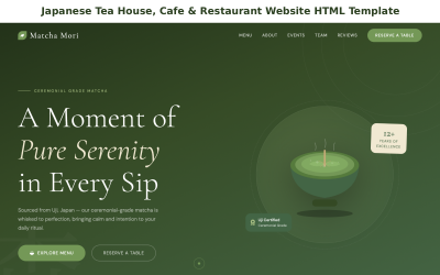 Japán Teaház, Kávézó és Étterem Weboldal HTML Sablon