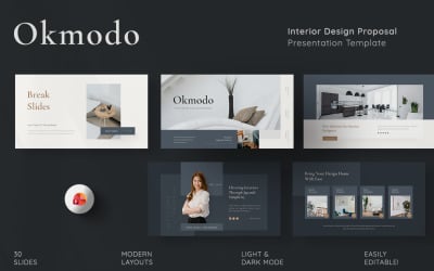 Okmodo - İç Mekan Tasarım Teklif Sunumu PowerPoint Şablonu