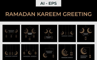 Ramadan Kareem greeting and social media elements
