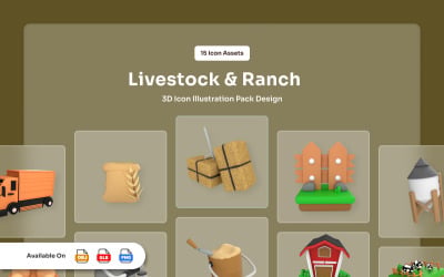 Ranch and Livestock 3D Industrial Icons