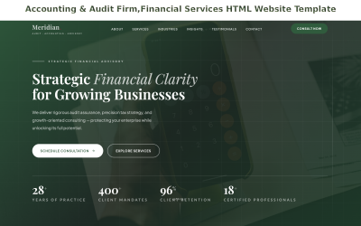 Šablona webových stránek HTML pro účetní a auditorskou firmu, finanční služby