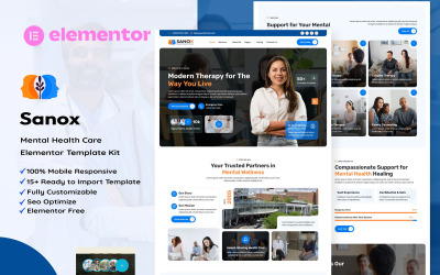 Sanox - Kit Elementor pour les soins de santé mentale