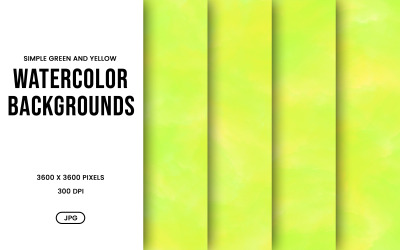 Watercolor Background Set – Green and Yellow Abstract Digital Paper, Texture Collection