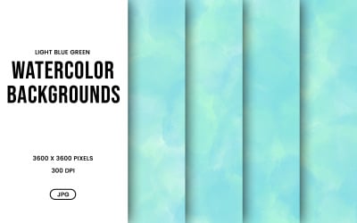 Watercolor Background Set – Light Blue Green Abstract Digital Paper, Texture Collection