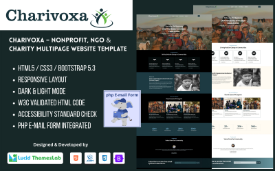 Charivoxa – Charity and NGO HTML Landing Page Template | Fundraising and Non-Profit Website Template