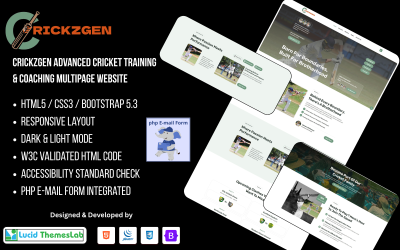 Crickzgen – Modello di sito web multipagina per accademia di cricket e coaching professionale