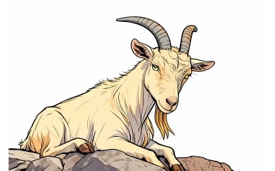 Goat Closeup Comic Illustration