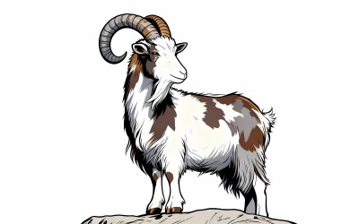 Goat Full Length Comic Illustration