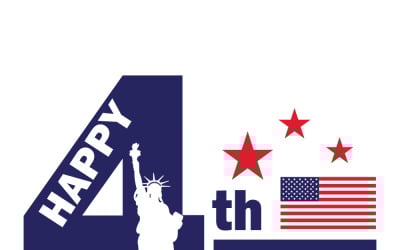 Happy 4th July Independence Day Celebration With Statue Of Liberty And American Flag