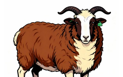 Horned Sheep Comic Illustration