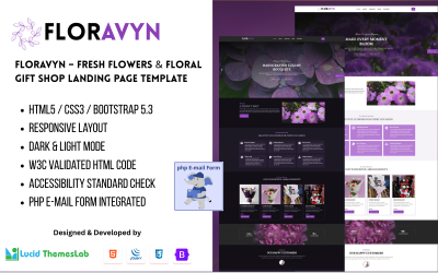 Modèle de page d&amp;#39;accueil pour boutique de fleurs Floravyn