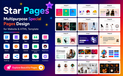 Star Pages - Дизайн багатоцільових спеціальних сторінок для веб-сайту та HTML-шаблон