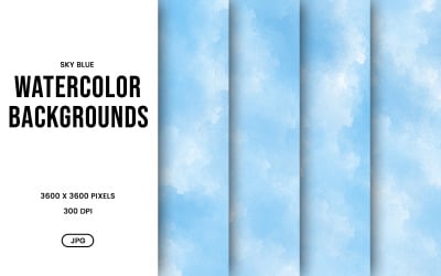 Ensemble de fonds aquarelle – Papier numérique abstrait bleu ciel, collection de textures