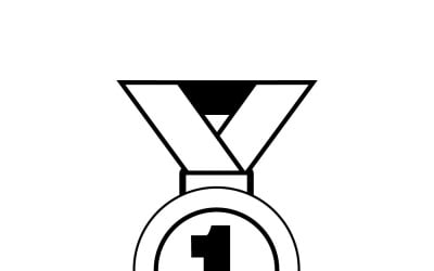 Biathlon Gold Medal Icon Vector – Outline Award Symbol for Sports Icons and Web Design Projects