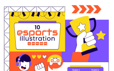 10 Online Gaming Esports Arena Illustration