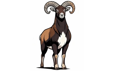 Muflon Sheep Comic Illustration