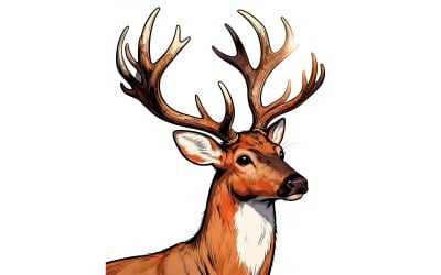 Illustrazione di un caribù su un terreno arido, ripresa da vicino