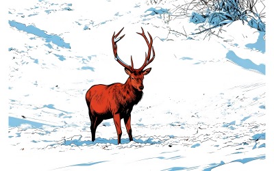 Deer Looking Food Winter Bavaria Germany Illustration