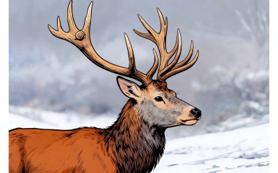 Illustrazione di Deer Snow 3 e immagine vettoriale.