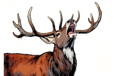 Illustrazione invernale di una renna in piedi all&amp;#39;aperto