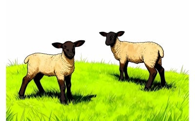 Fumetto di Two Lambs Green Field
