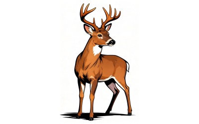 Vertical Shot Beautiful Deer Standing Forest With Blurred Background Illustration