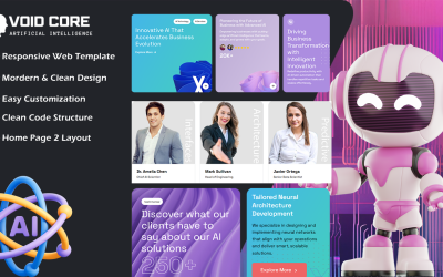Aivoidcore – Modèle HTML d&amp;#39;intelligence artificielle et d&amp;#39;apprentissage automatique