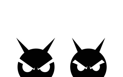 Angry Devil Faces Icon Set With Horns And Menacing Eyes Minimal Black Emoticons