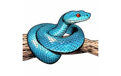 Blue Viper Snake Closeup Face Head Viper Snake Blue Insularis 1 Illustration