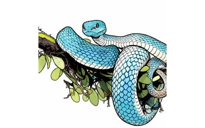 Blue Viper Snake Closeup Face Head Viper Snake Blue Insularis Illustration