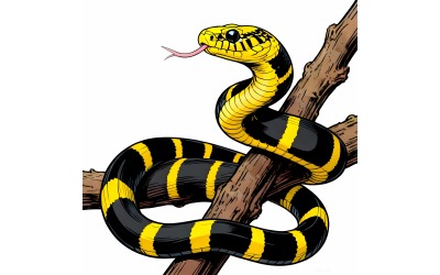 Boiga Snake Dendrophila Yellow Ringed Head Boiga Dendrophila Animal Illustration