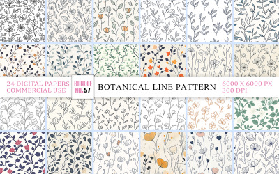 Carta digitale con motivo floreale con schizzo botanico minimale | Motivo senza soluzione di continuità con schizzo botanico vintage