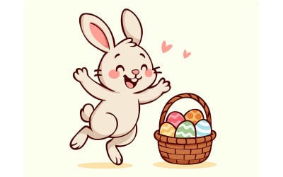 Cheerful Rabbit Jumping Happily