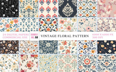 Elegant Retro Flower Pattern Background | Classic Floral Decorative Seamless Pattern