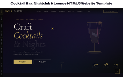 Modèle de site web HTML5 pour bar à cocktails, boîte de nuit et lounge