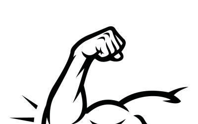 Strong Flexed Bicep Arm Tattoo Style Icon Representing Strength, Fitness, Power, And Determination