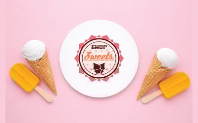 Sweets Shop Ice cream Logo. A Scoop of Happiness. Dessert Logo Template