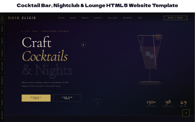 Szablon witryny HTML5 dla baru koktajlowego, klubu nocnego i salonu